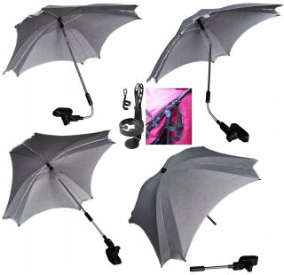 Dáždnik na kočík, štvorcový dáždnik s držiakom na pohár, 82 cm, sivý